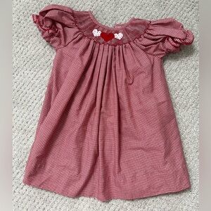 Southern Sunshine Red Gingham Smocked Dress with Heart Detail - 9 M